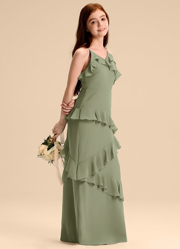 Azazie Evara Junior Pistachio A-Line Chiffon Dress image1