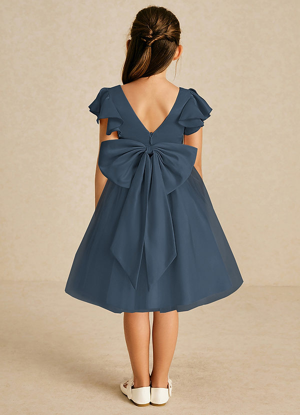 Azazie Kaeya Robes de Fillette d'Honneur Robe Trapèze en Tulle Arc Neptune image1