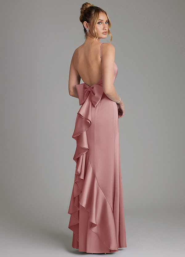 Azazie Zherra Abiti da Damigella Abito Sirena in Raso Elasticizzato Fiocco Rosa Polverosa image1