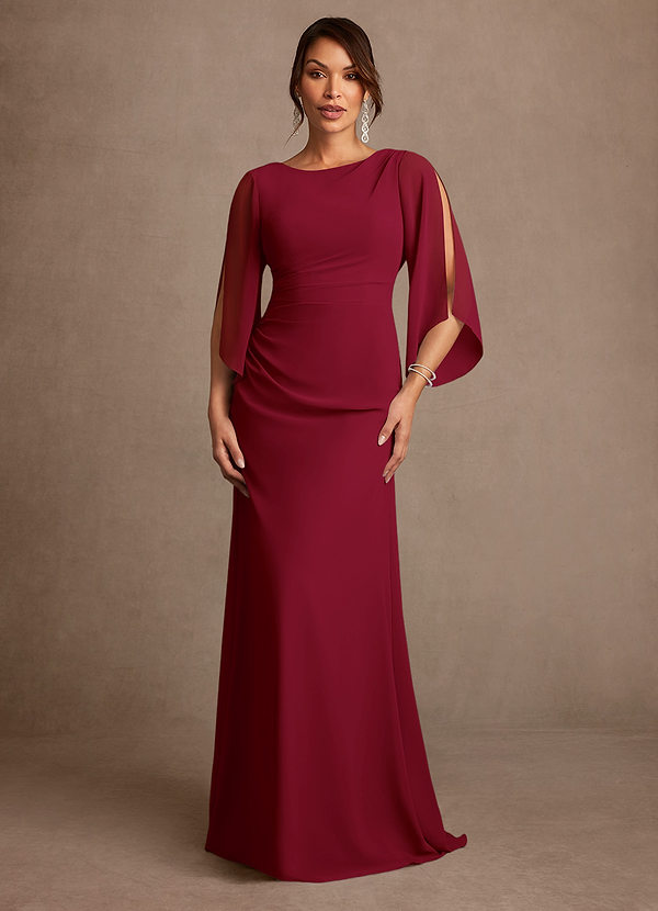 Azazie Anaheim 신부의 어머니 드레스 A라인 주름진 쉬폰 플로어 길이 드레스 image1