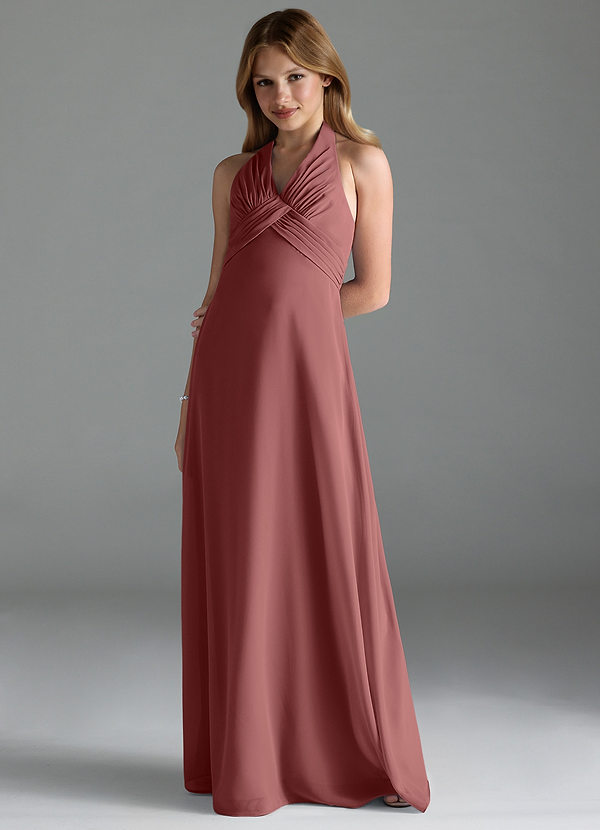 Azazie Tessie Junior Amethyst A-Line Pleated Chiffon Dress image1