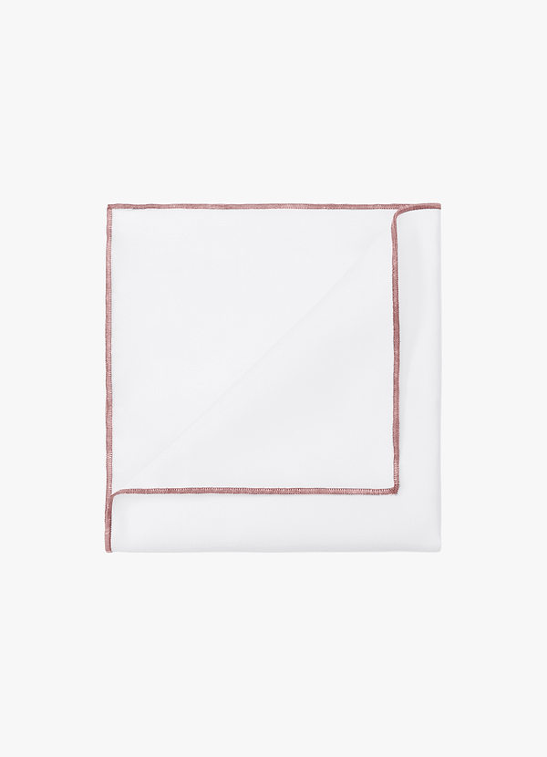 front White Matte Satin Pocket Square with Colored Edge