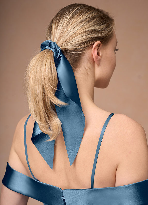 front Matching Color Matte Satin Hair Scarf Scrunchie
