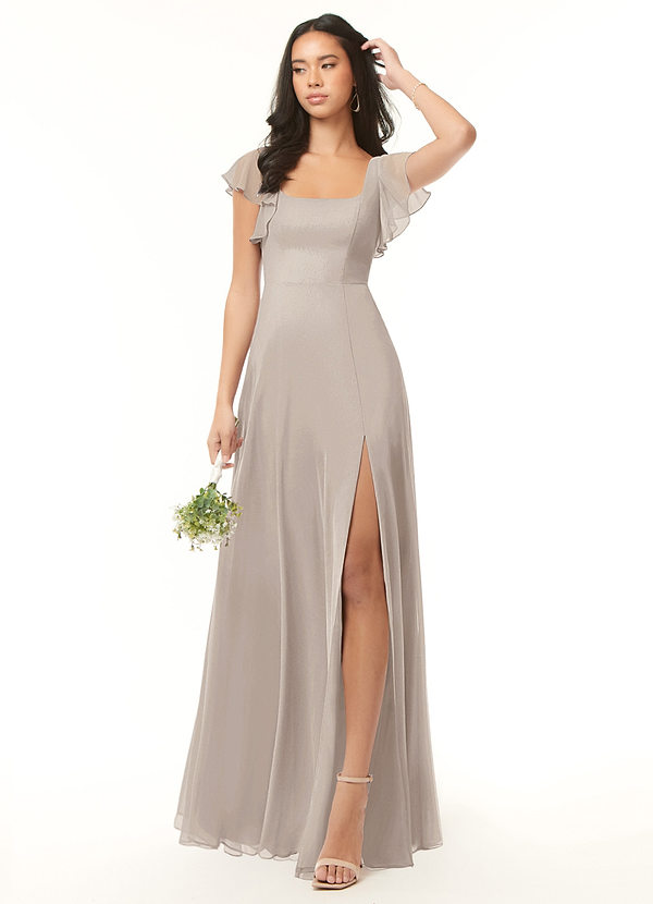 Azazie Bondi Bridesmaid Dresses Frost A-Line Ruffled Chiffon Dress image1