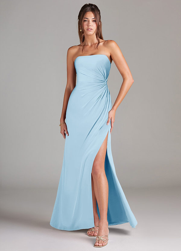 Azazie Aliani Bridesmaid Dresses Sky Blue Sheath Strapless Chiffon Convertible Dress image1