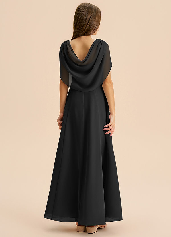 Azazie Lambie Junior Vestido de Negro de Gasa de Corte en A con Plisado image1