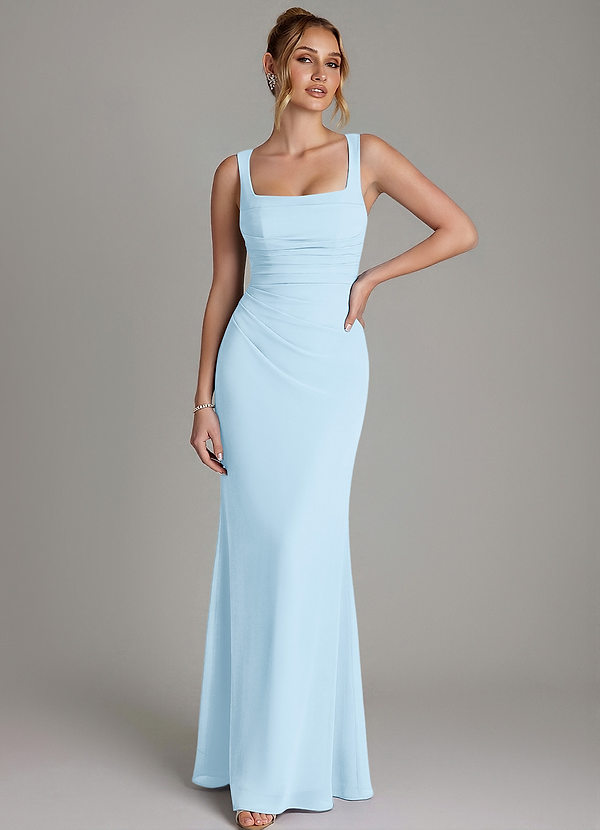 Azazie Agustina Bridesmaid Dresses Sky Blue Mermaid Corset Chiffon Dress image1