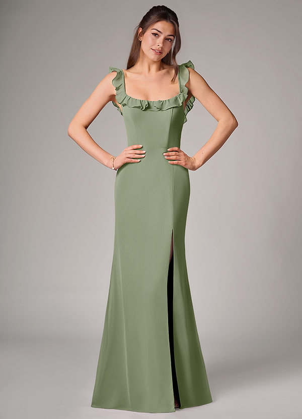 Azazie Callie Bridesmaid Dresses Pistachio Mermaid Side Slit Chiffon Convertible Dress image1