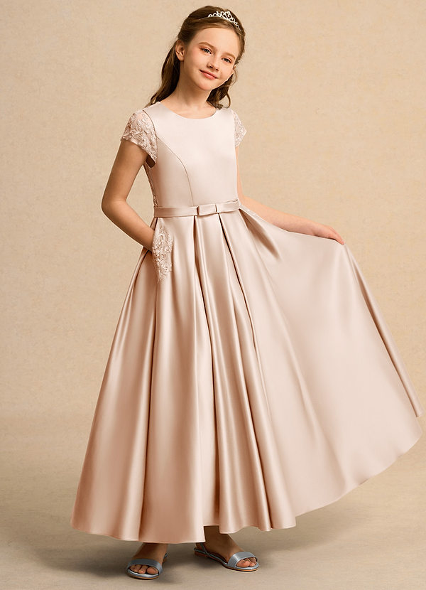 Azazie Bunny Junior Formal Sukienki dla dziewczynek sypiących kwiaty Suknia balowa Koronka Sznurówka Długość kostki Sukienka image1