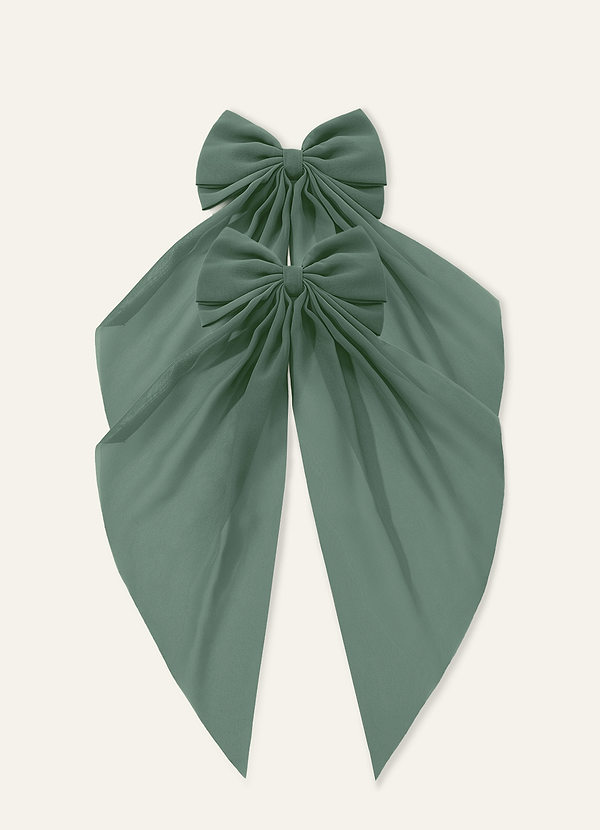 front Haarclip met strik van chiffon in bijpassende kleur (verpakking van 2)