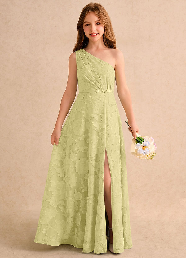 Azazie Pudles Girls Formal Sukienki dla Dziewczynki Sypiącej Kwiaty Litera A Na jedno ramię Kwiatowe wypalenie Do podłogi Sukienka image1