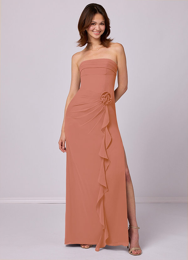 Barbie ♥ Azazie Vestidos Dama de Honor Vestido de Mai Tai de Gasa de Corte Recto Convertible con Sin tirantes image1