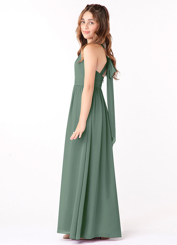 Azazie Jaylah Junior Eucalyptus A-Line Ruched Chiffon Dress image1