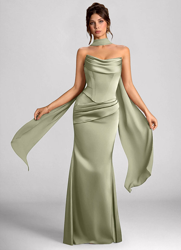 Vestido Salvia Polvorienta Largo Calista image1