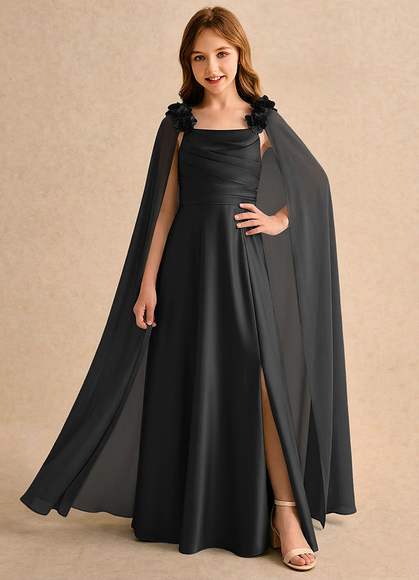 Azazie Rosita Girls Formal Klänningar för brudeflicka Klä A-Line i Stretch Satin Plisserad image1