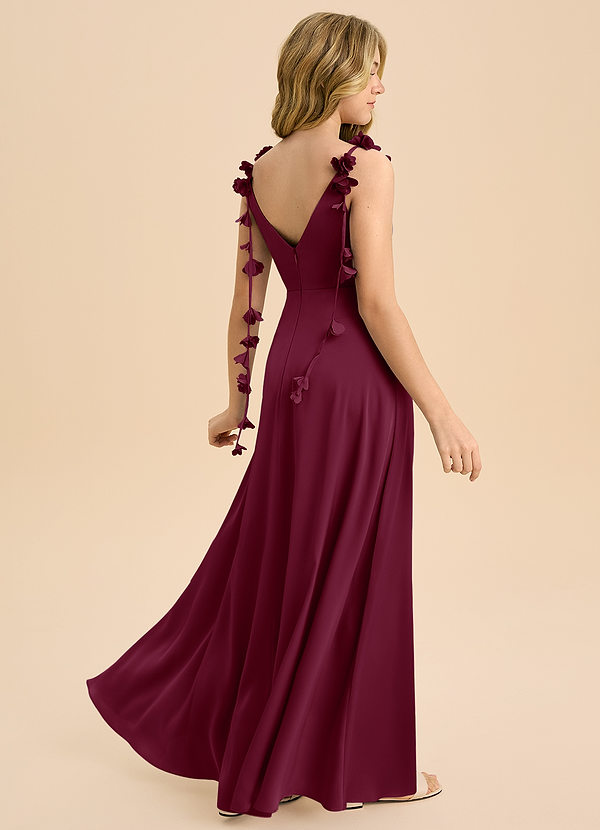 Azazie Gumdrop Junior Mulberry Empire Pleated Stretch Satin Dress image1