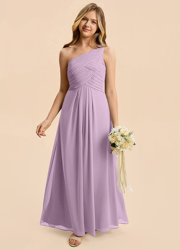 Azazie Emmie Junior Wisteria A-Line Pleated Chiffon Dress image1