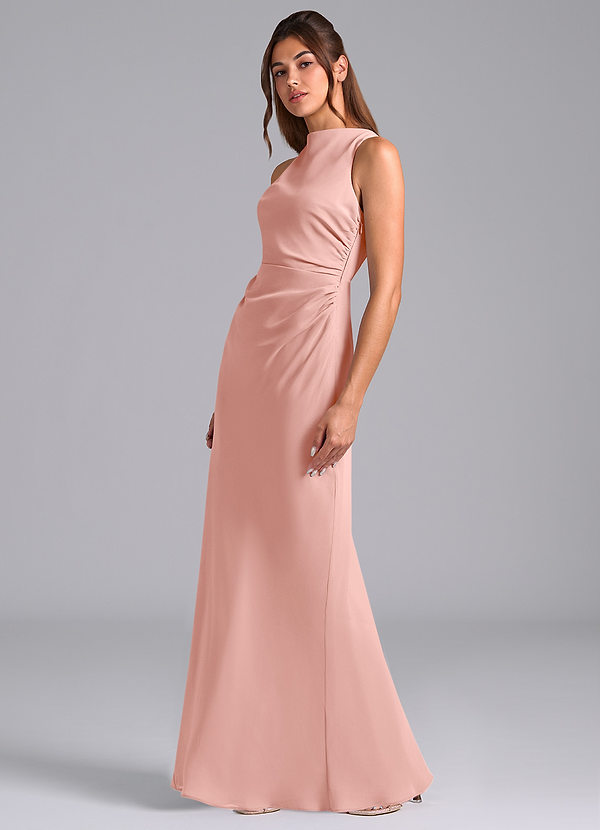 Azazie Evadne Bridesmaid Dresses Rosette Sheath Pleated Chiffon Dress image1