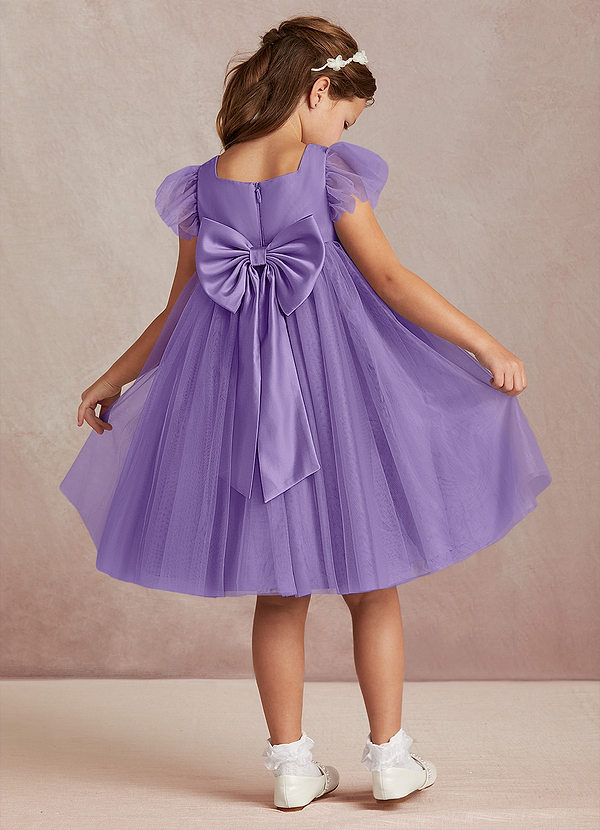 Azazie Kalio Robes de Fillette d'Honneur Robe Trapèze en Tulle avec manches Tahiti image1