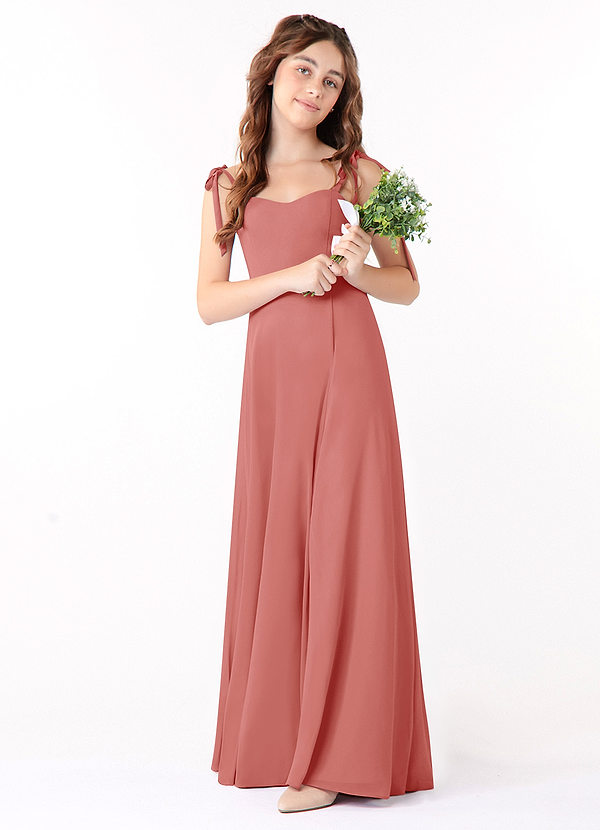 Azazie Rosey Junior Antique Rose A-Line Sweetheart Neckline Chiffon Dress image1