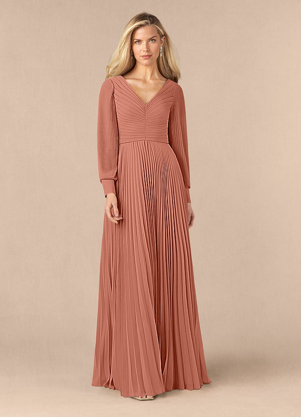 Azazie Zina Mother of the Brides Dresses MAI TAI A-Line Pleated Chiffon Dress image1