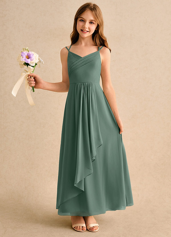 Azazie Zaida Girls Formal Klänningar för brudeflicka Klä A-Line i Chiffong Plisserad image1