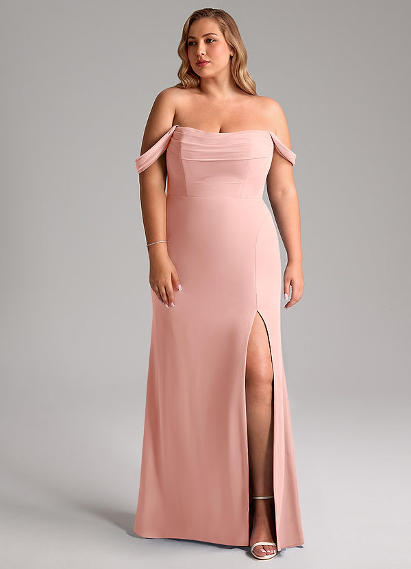 Azazie Saige Vestidos Dama de Honor Vestido de Rosetón de Gasa de Corte en A Convertible con Vestidos sin tirantes image1