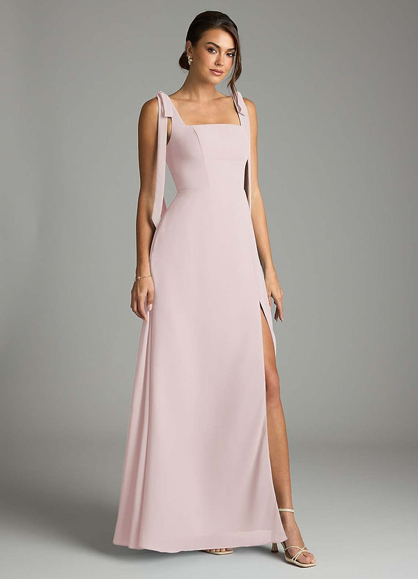 Azazie Debra Bridesmaid Dresses Blushing Pink A-Line with Pockets Chiffon Convertible Dress image1