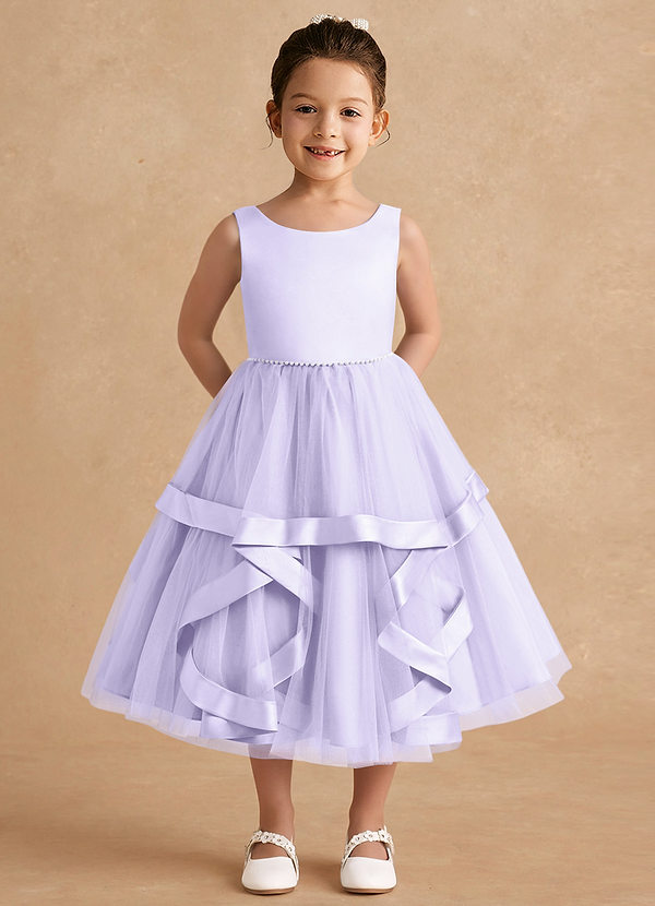 Azazie Posy Flower Girl Dresses Lilac A-Line Beaded Tulle Dress image1