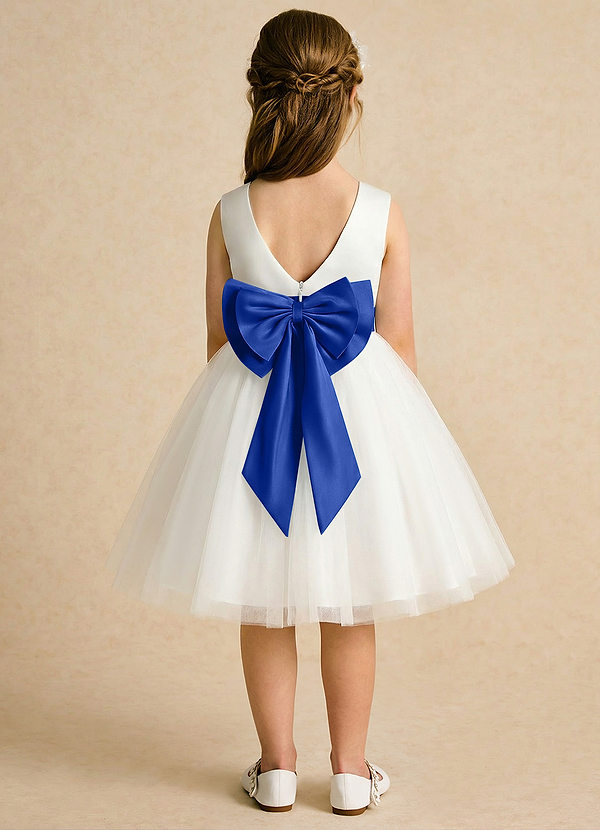 Azazie Sosie Flower Girl Dresses Ivory Royal Blue A-Line Pleated Tulle Dress image1