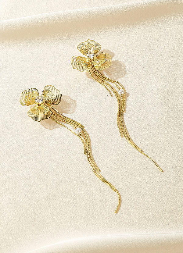 front Petals and Tassels Statement Earrings