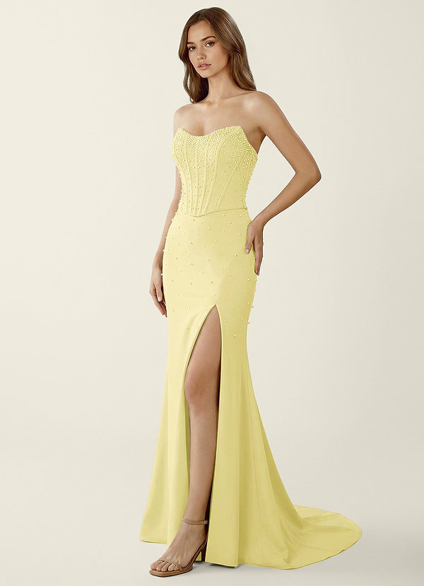 Danica Lemon Sorbet Two-piece Corset Lace Up Back Prom Dress image1