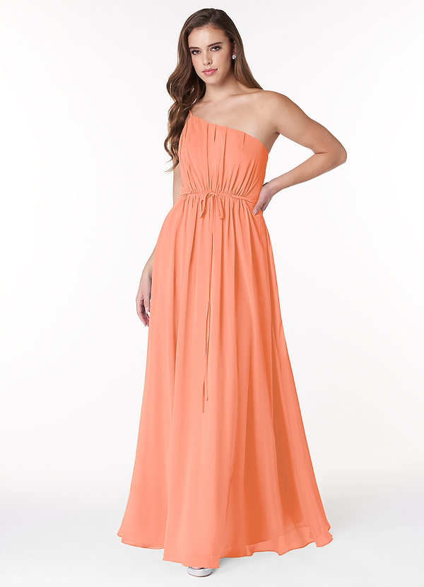 Azazie Hoya Bridesmaid Dresses A-Line One Shoulder Chiffon Floor-Length Dress image1