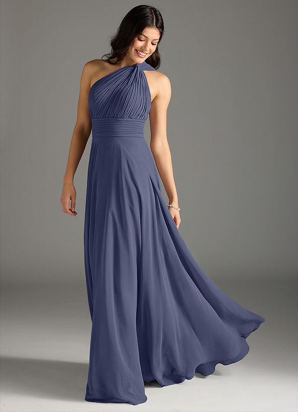 Azazie Charlize Bruidsmeisjes Jurken Jurk van Chiffon met A-Lijn One-Shoulder Stormachtig image1