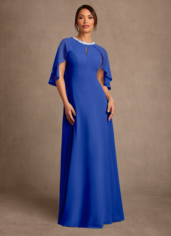 Azazie Winnifred Suknie dla Matki Panny Młodej Linia A Zroszony Szyfon Długość podłogi Sukienka image1