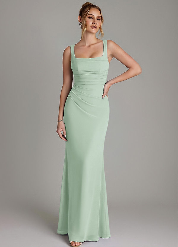 Azazie Agustina Bridesmaid Dresses Agave Mermaid Corset Chiffon Dress image1