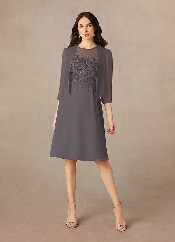 Azazie Klaus Mother of the Brides Dresses Steel Grey A-Line Scoop Sequins Chiffon Dress image1