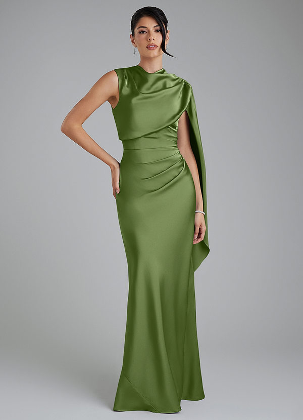 Azazie Taj Bridesmaid Dresses Juniper Mermaid Corset Stretch Satin Dress image1