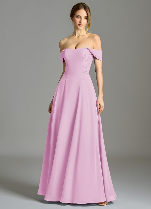 Azazie Oasis Bridesmaid Dresses Candy Pink A-Line with Pockets Chiffon Dress image1
