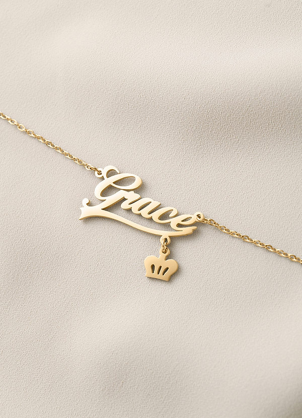 front Custom Name Necklace with Crown
