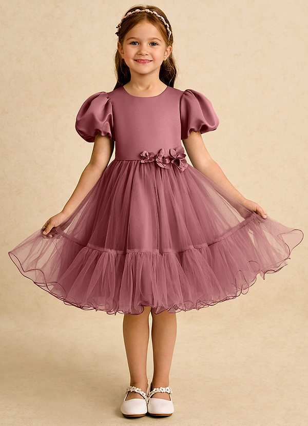 Azazie Cocoa Abiti da Ragazza di Fiori Abito Principessa in Tulle Plissettato Ametista image1