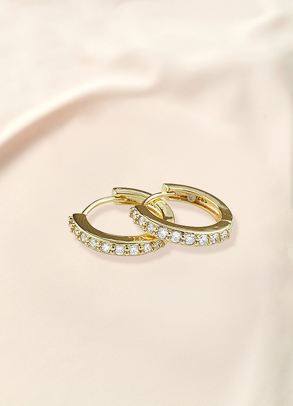 front Pendientes en forma de panal con diamante pequeño incrustado