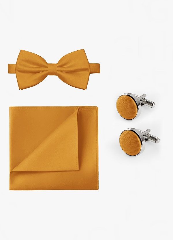 front Matching Bow Tie & Pocket Square & Cuff Links Set