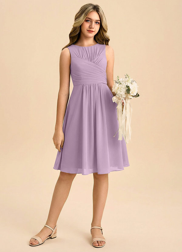 Azazie Skyla Junior Wisteria A-Line Pleated Chiffon Dress image1