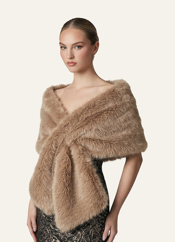 front Plüschiger Kunstpelz-Wickelschal