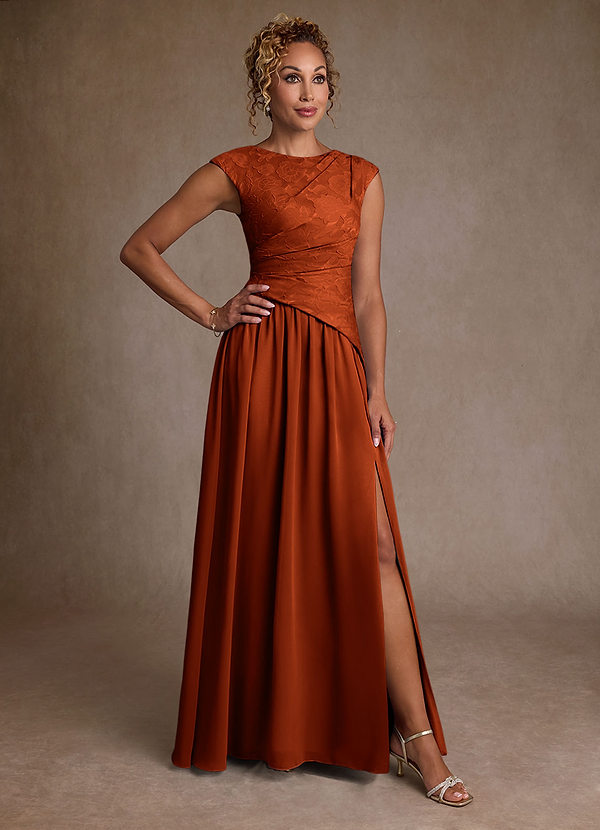 Azazie Kalleen Mother of the Brides Dresses Paprika A-Line Pleated Chiffon Dress image1