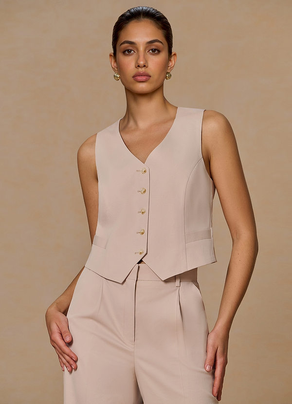 front Margaret Cserszínű Pamut-lenvászon keverék mellény