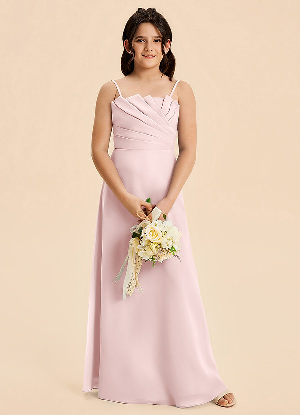 Azazie Rory Junior Vestido de Rosa Rubor de Gasa de Corte en A con Plisado image1