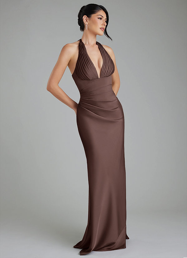Azazie Torrance Bridesmaid Dresses Ganache Mermaid Corset Stretch Satin Dress image1