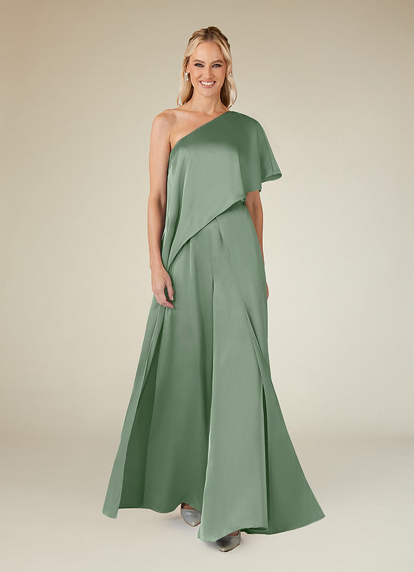 Azazie Hagretta Robe Mère de la Mariée & du Marié Robe Combinaison/Tailleur Pantalon en Satin extensible Matcha image1